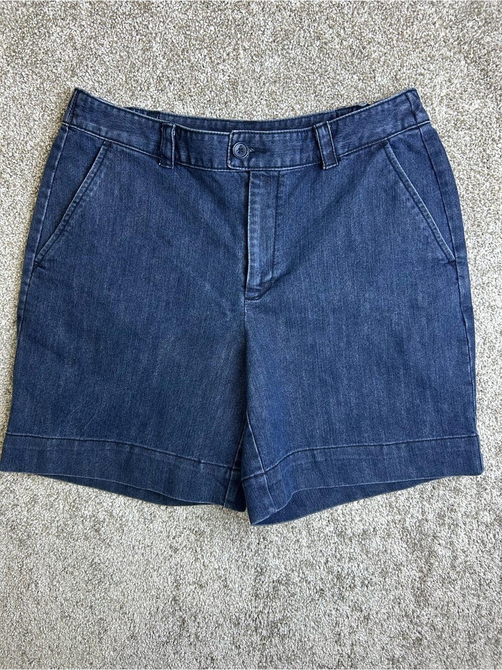 Basic Editions Cotton Blend Dark Blue Denim Bermuda Shorts